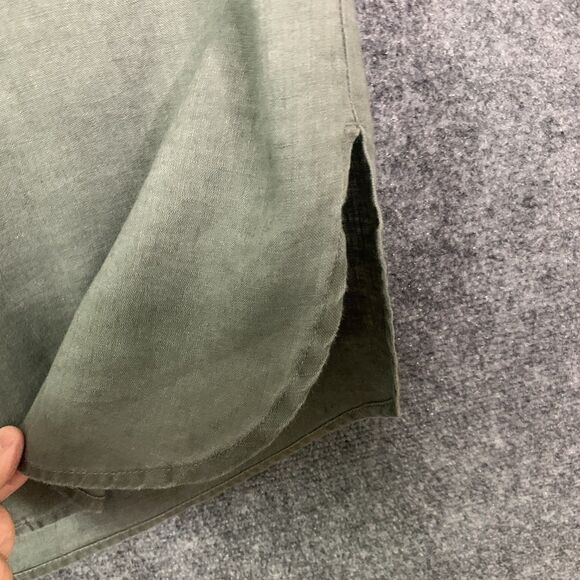 J Jill Love Linen Button Front Light Weight Vest Olive Green 100% Linen Sz Small - Picture 7 of 12